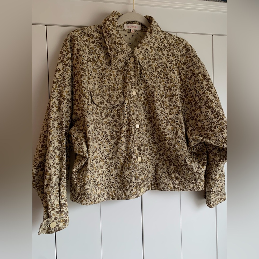 Anthropologie Solitaire Eyelet Floral Jacket Size Large